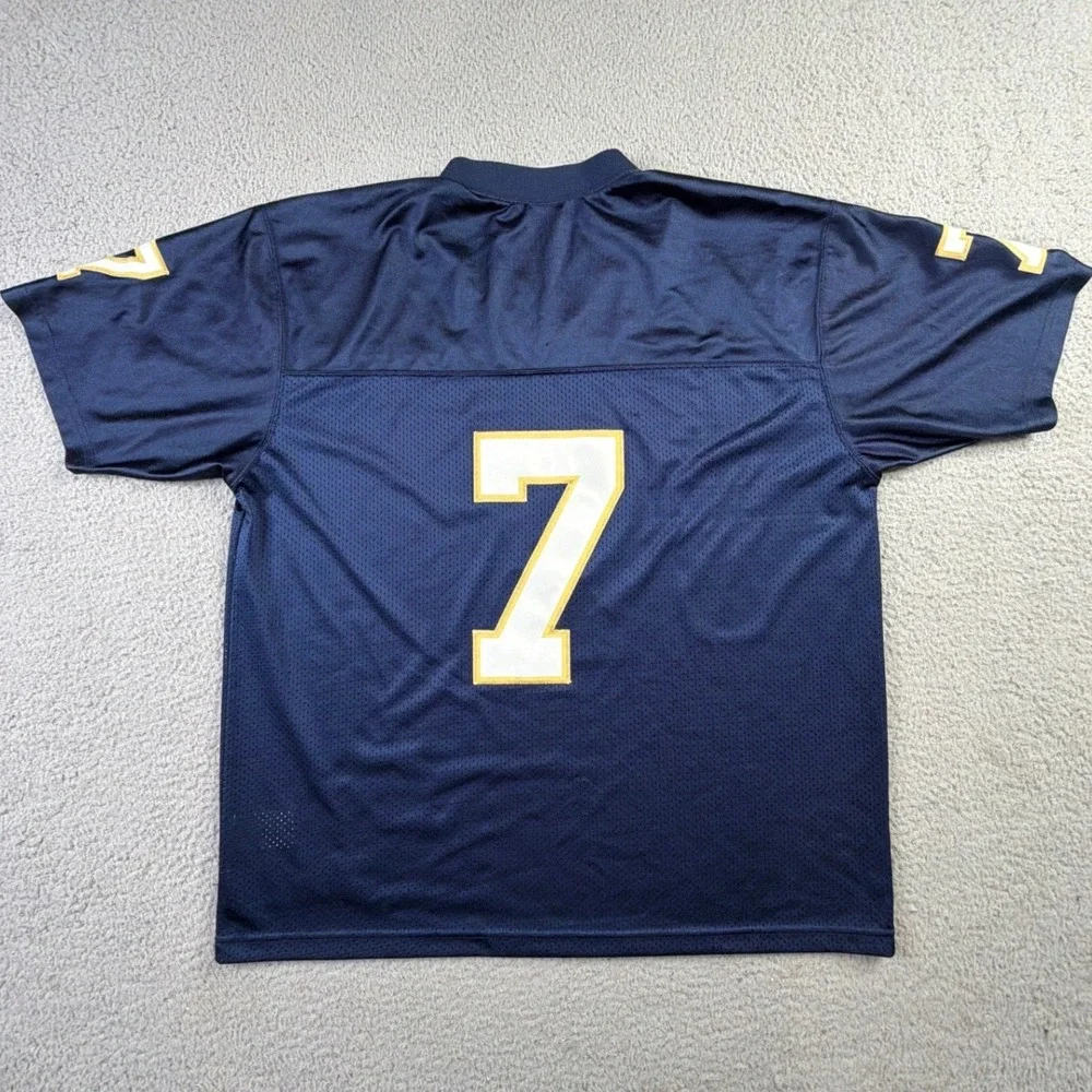 VTG Adidas Notre Dame Fighting Irish Football Jersey Mens L Blue #7 Mesh V-Neck